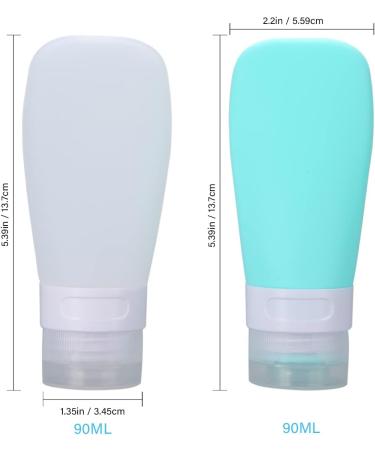 2-Pack Travel Silicone Bottles Set - Wasteland-Proof Refillable Containers with Carrying Bag - Mini 90ml Shampoo & Lotion Bottle - Green & White - Buy Online on SooperMarket.com
