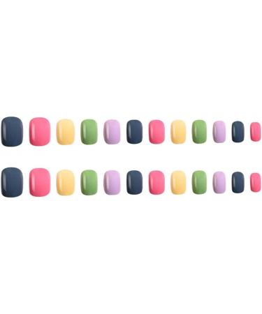 Closer 1Set Rainbow Jumping Colours False Nails Wearable Press on Nails Full Cover Nail Tips - Buy Online on SooperMarket.com