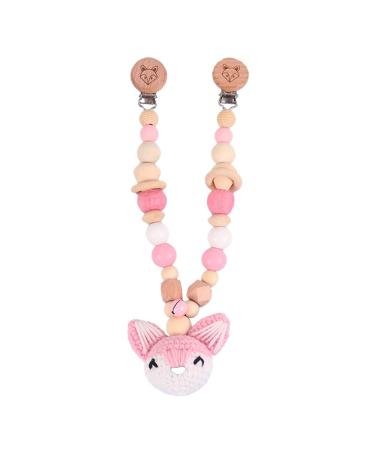 Fengq stroller chain wood baby stroller toys pram chain young girls for babies and toddlers from 3 months baby toys and gifts (fox shape)
