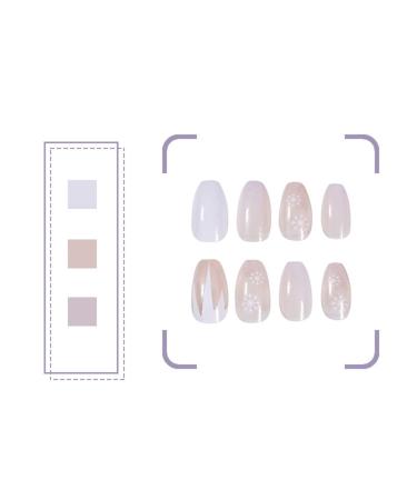 24pcs Christmas Snowflake Ballerina Press-On Nails | Acrylic Coffin Nail Tips for Women & Girls - Perfect Holiday Nail Art - Buy Online on SooperMarket.com