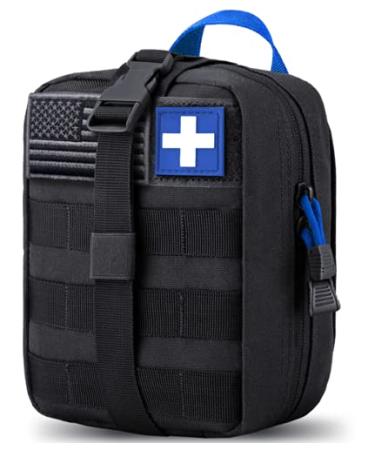 Medical tactical bags Emt first aid ifak rip-away utility pouch for camping hunting hiking at home car and adventure (blue/black)