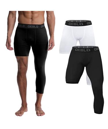 OEBLD Single Leg 3/4 Compression Tights, Unisex Sports Compression Pants, One Leg Basketball Leg Sleeves Black+white-right-short Medium