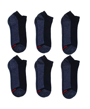 Hanes mens Max Cushion Low Cut Socks, 6-pair Pack 6 Black/Grey 6-12