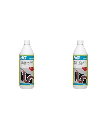 HG Drain and Plug Unblocker Effectively Removes Blockages Liquid Cleaner for Blocked Drain Pipes in Sinks or Shower Traps X2 Treatments 1L (Pack of 2) 1 l (Pack of 2) Drain and Plug Unblocker 1 l