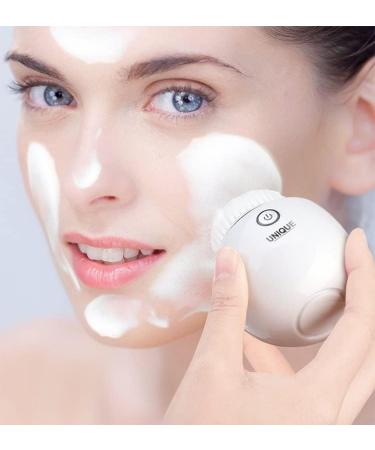 Vibrating Facial Cleansing Brush - 3-in-1 Electric Exfoliating Massager for Deep Cleaning | Waterproof & Rechargeable - White - Buy Online on SooperMarket.com