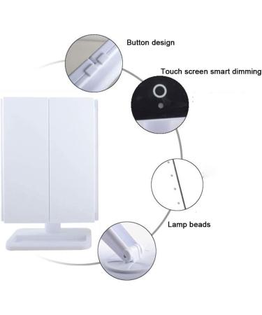 Lighted Trifold Makeup Vanity Mirror with 24 Dimmable LEDs - 1X/2X/3X Magnification for Makeup, Shaving, Dressing Table - Vanity Desk Essential - Buy Online on SooperMarket.com