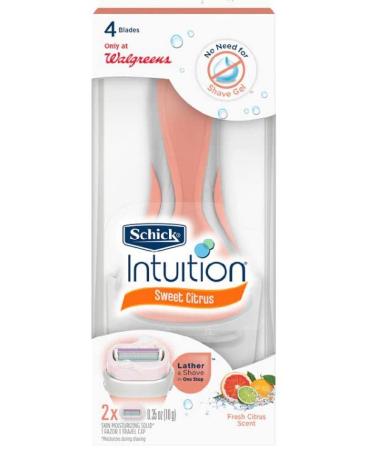Schick Intuition Womens Razor Fresh Citrus Scent, 1 Handle with 2 Refills