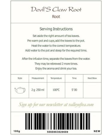 Organic Devil's Claw Root Tea 100g - Dried Herb for Devil's Claw Tea - Pack of 1 - Buy Online on SooperMarket.com