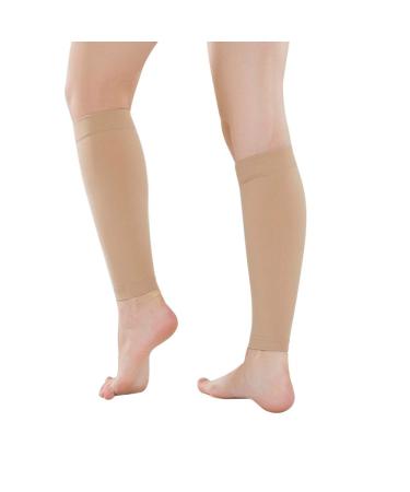 Artibetter Calf Compression Sleeves Leg Warmers Compression Stockings Without Foot for Running Hiking Jogging Ball Games (Skin Color XXL)