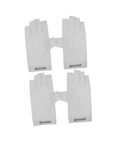 Healeved 2 Pairs Uv Gloves Nail Dryer Uv Glove Gel Manicure Gloves Fingerless Manicure Gloves Uv Shield Gloves Nail Gel Uv Nail Gloves Lamp Fabric Anti-uv White Women's