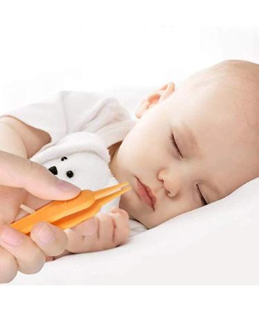 Aeyistry 2pcs Set Baby Safe Nose Clean Clip ABS Plastic Tweezers Ear Nose Clean Navel Tweezers Baby Care Cleaner(White&Orange