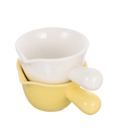 MAGICLULU 2pcs Long Handle Bowl Soy Bowl Gravy Snack Bowl Coffee Steaming Snack Dish Ceramic Condiment Container Milk Sauce Serving Pitcher Coffee Dip Heart-Shaped Ceramics Snack Plate White