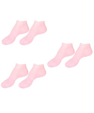minkissy 3 Pairs Sock Feet Lotion Silicone Gel Moisturizing Heel Sleeves Spa Rejuvenate Birth Control Wallet Knee Scooter Pad Gel Booties Skin Dry Cracked Gel Pillow Miss Sebs Foot Pink