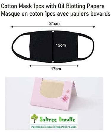 Korean Unisex Kpop Basic Black Cotton Face Mask + Oil Blotting Paper Bundle - Buy Online on SooperMarket.com