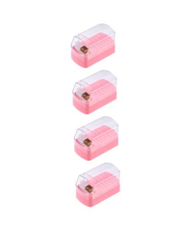 Beavorty 4pcs nail polish head box nail bits nail art supplies cleaning stuff nail tech organizers and storage drill bit holder for nails nail drill bits container nail grinding tool case
