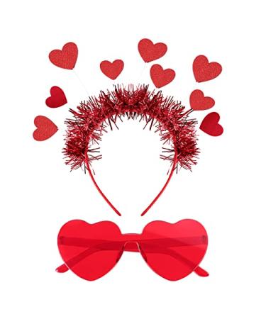 FRCOLOR Valentines Day Headband Red Heart Headband Heart Sunglasses Valentine Headband Cupid Costume Valentines Accessories Valentine Party Favors 1 Set