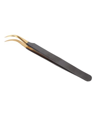 Fairy tweezers for false eyelashes extension stainless steel ergonomic portable luxurious gold -colored for salon for beauticians (curved tweezers)