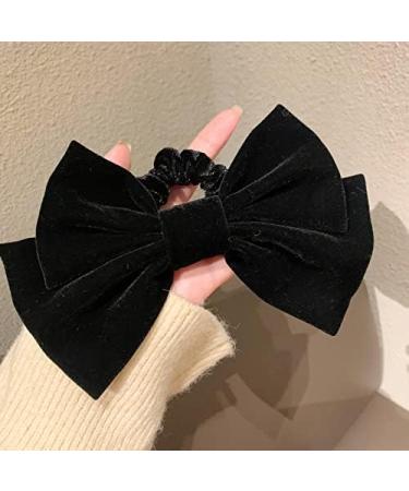 Black Velvet Hair Scrunchies for Women and Girls - Hair Elastic Bow Ties - Buy Online on SooperMarket.com