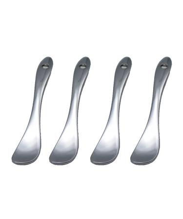 4 Pieces Zinc Alloy Makeup Spatula Eye Cream Spoon Beauty Scoop Mini Spoon Makeup Beauty Spoons Mini Cosmetic Skincare Spatula for Cream Lotions Spoon Shaped Silver-Color