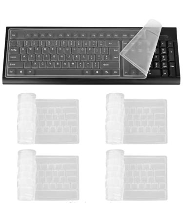 quiodok 4 Pcs Desktop Computer Keyboard Skin Protector Film Cover Clear Silicone Keyboard Cover Universal Keyboard Cover Protector for Standard Size 108 Keys PC Computer(445*130mm)