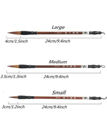 Bukpom Chinese Calligraphy Brush Set - 3 Pack (Green) - Ideal for Writing, Sumi, Maobi, Drawing, Watercolor, Ink Art, Kanji Painting - Wooden Brush Pen - Large Medium Small Sizes - Buy Online on SooperMarket.com