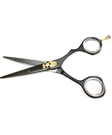 GBS Premium Quality 5.75" Professional Men's Beard & Mustache Trimming Cutting and Styling Scissors with Tension Adjustment- Black with Gold Accents Pack of 1