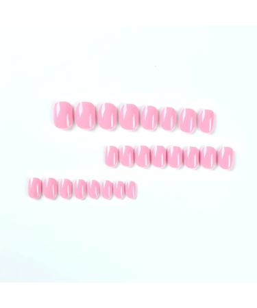 Rose Pink Square Press-on Nails - Full Cover Short Fake Nails for Women & Girls | Glossy Acrylic Design - Barbie Powder - Manicure Art Decor - Buy Online on SooperMarket.com