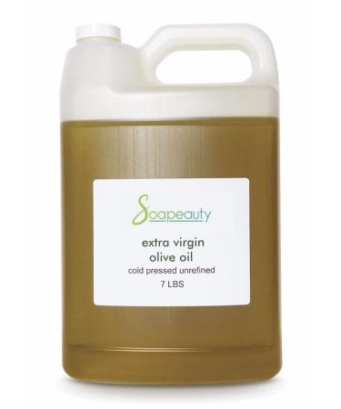 Soapeauty Extra Virgin Olive Oil | 100% Pure & Natural Unrefined Cold-Pressed Carrier Oil | Massage & Body Oil | for Skin Face Hair and Soap Making | Carrier for Essential Oils | 7 lb