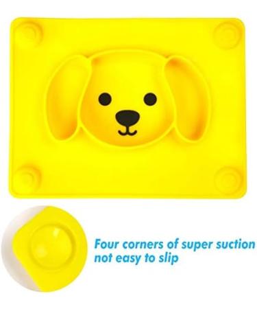 Qshare Toddler Plate - BPA-Free Silicone Placemat for Kids | Strong Suction, Dishwasher & Microwave Safe | Portable Baby Plates (3Puppy-Yellow) - Buy Online on SooperMarket.com