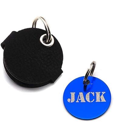 Copter farm dog brand bag for dogs on the collar |With engraving push button |Art leather real leather |Dog brand |individually engraved on both sides (black with brand blue) black with brand