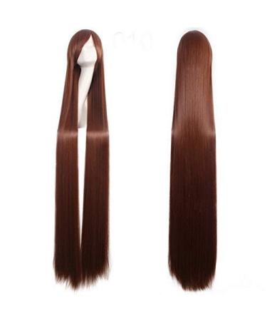 GJBXP 150cm Straight Super Long Anime Cosplay WIG with Bangs Synthetic Hair Black Blue Purple Red Orange White Wigs for Women Rose Net White Brown