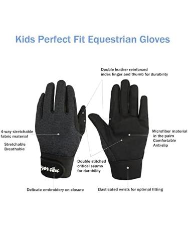 Finger Ten Children's Riding Gloves - Durable Cycling Gloves for Boys & Girls (Ages 5-13) - Black - Buy Online on SooperMarket.com