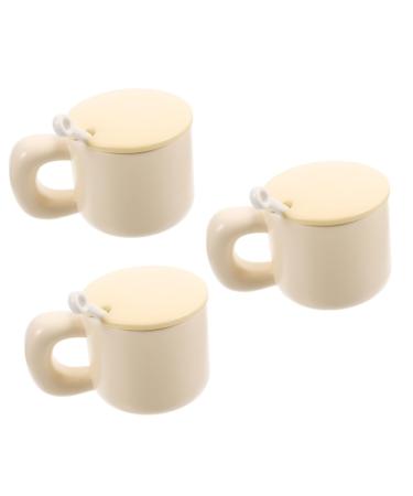 Zerodeko 3pcs Chubby Mug Ceramics Drinking Utensils Coffee Office Yellowx3pcs 14.5X8.5CMx3pcs