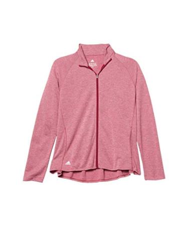 adidas Girls' Heathered Knit Jacket Power Berry Melange Medium