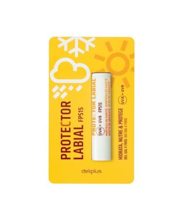 Lip Protector 4g SPF 15 Deliplus. Shea Butter Vitamin E Avocado Oil and Sunscreens.