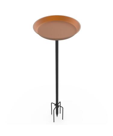 EfuturTime bird drinks standing made of metal 30 x 90 cm bird bath garden large feed shell with height -adjustable stands for birds bird drinks winter -proof frost -proof brown