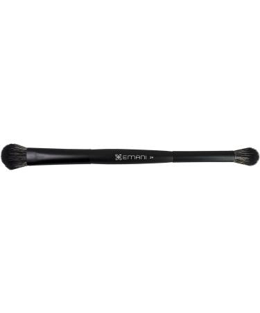 Emani Duo Shadow Blender Brush Double-Ended Makeup Brush - Fiber Bristles Soft-Beveled Edges - 100% Vegan