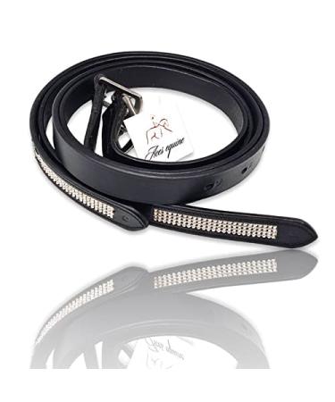 Horse Diamante Stirrup Leathers Adults Or Childs Black Brown Color Strong Leather With Soft Finish (48''-Inch Black)