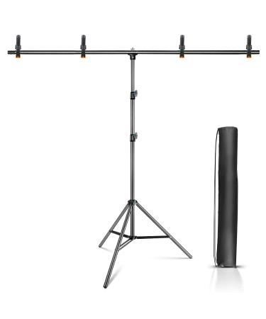 Hemmotop T Shape Backdrop Stand Portable 5ft Wide 6.5ft Tall, Green Screen Stand Adjustable Photo Background Stand with 4 Clip Clamps and Carry Bag for Video Studio Parties Single