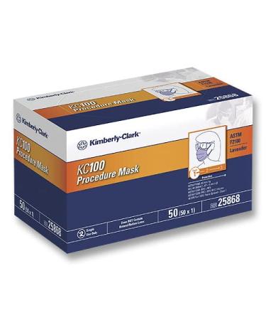 Halyard Health 25868 (Formally Kimberly Clark) Medical Hospital Quality Medical Mask Procedure Kc100 Lavender (Pack of 50)