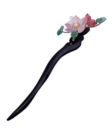 minkissy Hair Stick Wood Chinese Hair Chopsticks Vintage Flower Hairpin Chignon Pin Hair Accessories for Women Lady