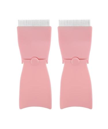 SHANPIN Stainless Steel 2pc Eyelash Comb Pink Makeup Applicator & Eyebrow Grooming Brush Tool