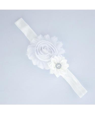 Eodkse White Elastic Flower Headband for Baby Girls | Lace Pearls & Flowers | Perfect Newborn & Toddler Hair Accessory for Photo Shoots - Buy Online on SooperMarket.com