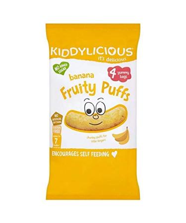 2x Kiddylicious Banana Fruity Puffs Multi 4 x 10g