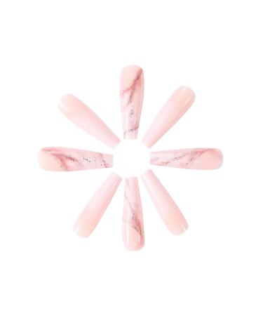 Brishow Long Ballerina Press On Nails - 24 Pink Gradient Acrylics with Gold Foils for Women & Girls - Buy Online on SooperMarket.com