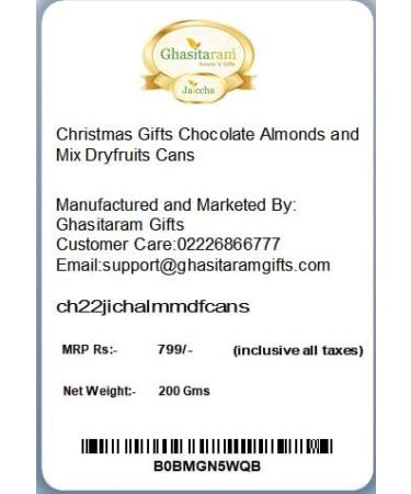 Jaiccha Ghasitaram Christmas Gifts Chocolate Almonds and Mix Dryfruits Cans Chocolate Almonds and Mix Dryfruits Cans Cap - Buy Online on SooperMarket.com