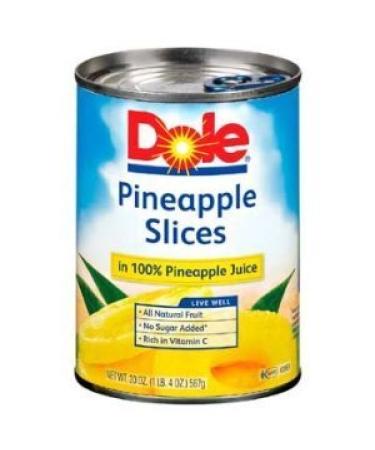 Dole Pineapple Slices in 100% Pineapple Juice, 20 ounce Cans (Pack of 6)