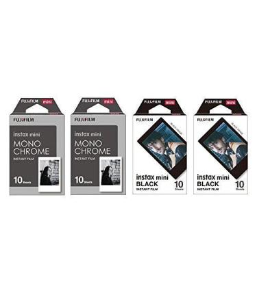 Fujifilm Instax Mini Instant Film 4-PACK BUNDLE SET , Monochrome ( 10 x 2 ) + Black Frame ( 10 x 2 ) 90 8 70 7s 50s 25 300 Camera SP-1 Printer