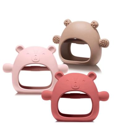 Bazzle Baby Teething Toys and Rattles for Baby 0-12 Months Infants Baby Chew Toys for Sucking Needs Silicone Sensory Teething Pacifiers for Baby Baby Gift (Bear Buddy)