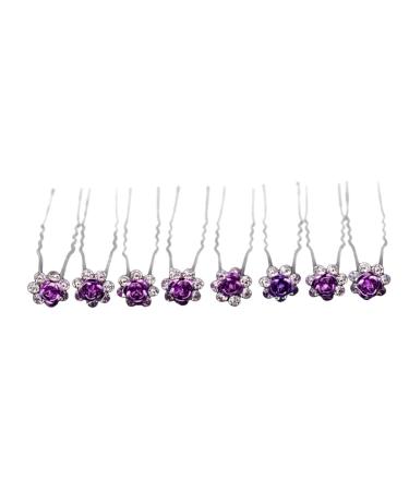Frcolor 20pcs Wedding Bridal Rhinestone Hairpins Beautiful Crystal Flower Hair Accessories (Purple)